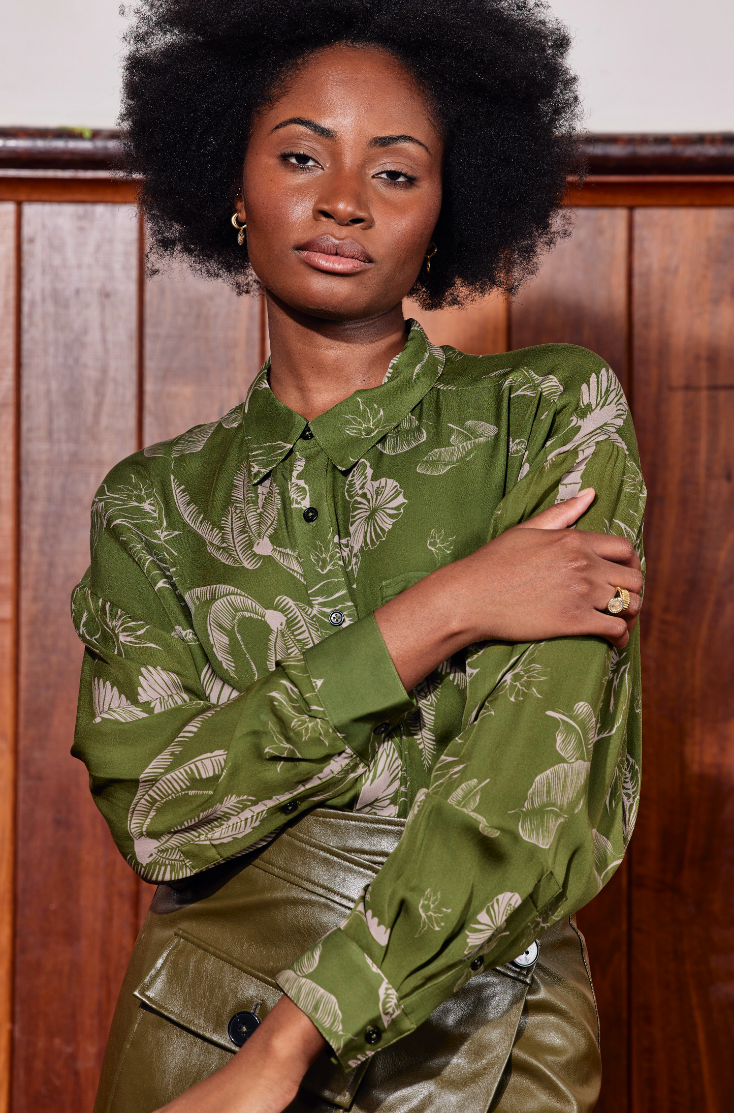 PALM PEOPLE SHIRT - EVER GREEN SILK