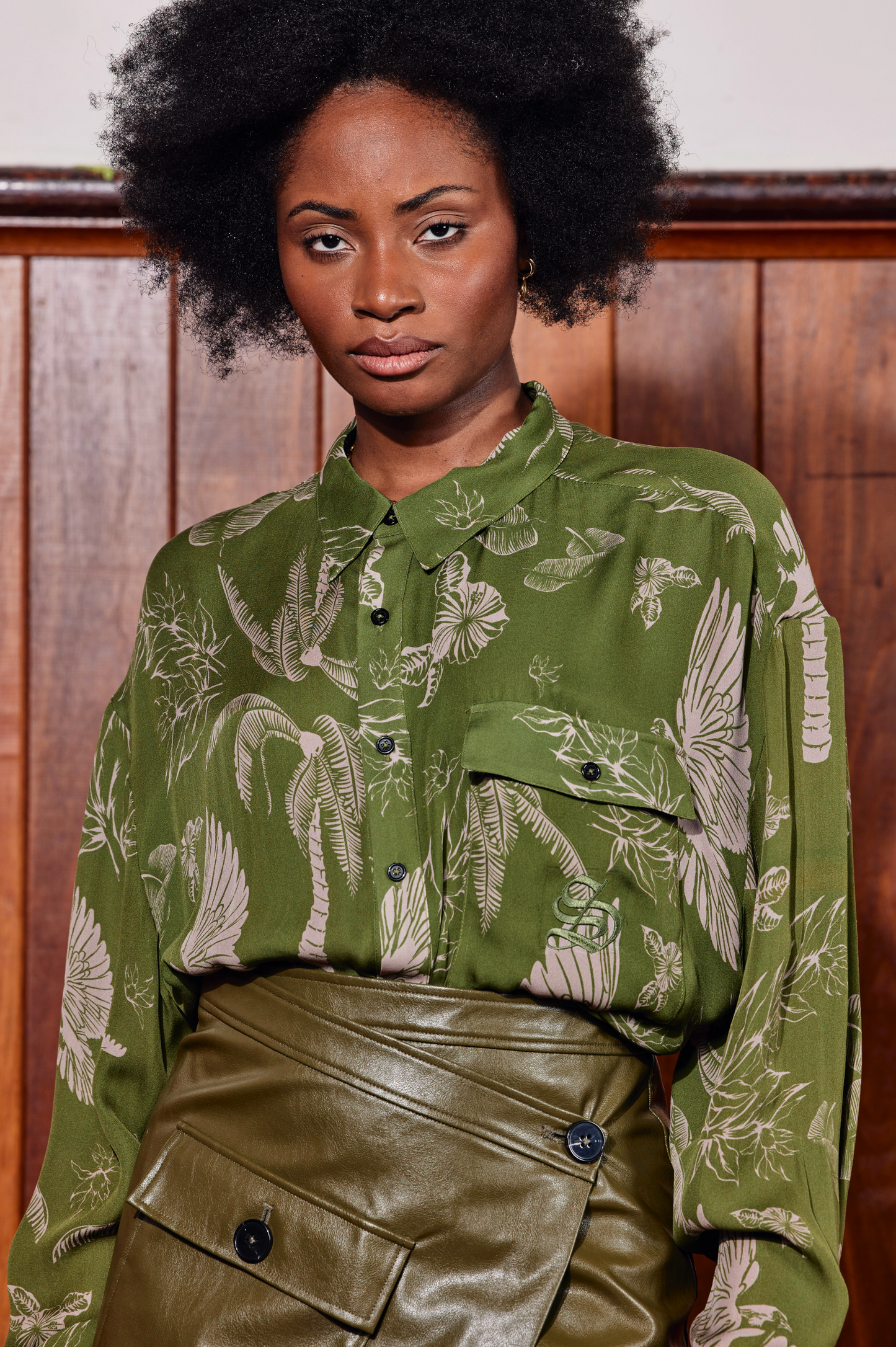 PALM PEOPLE SHIRT - EVER GREEN SILK