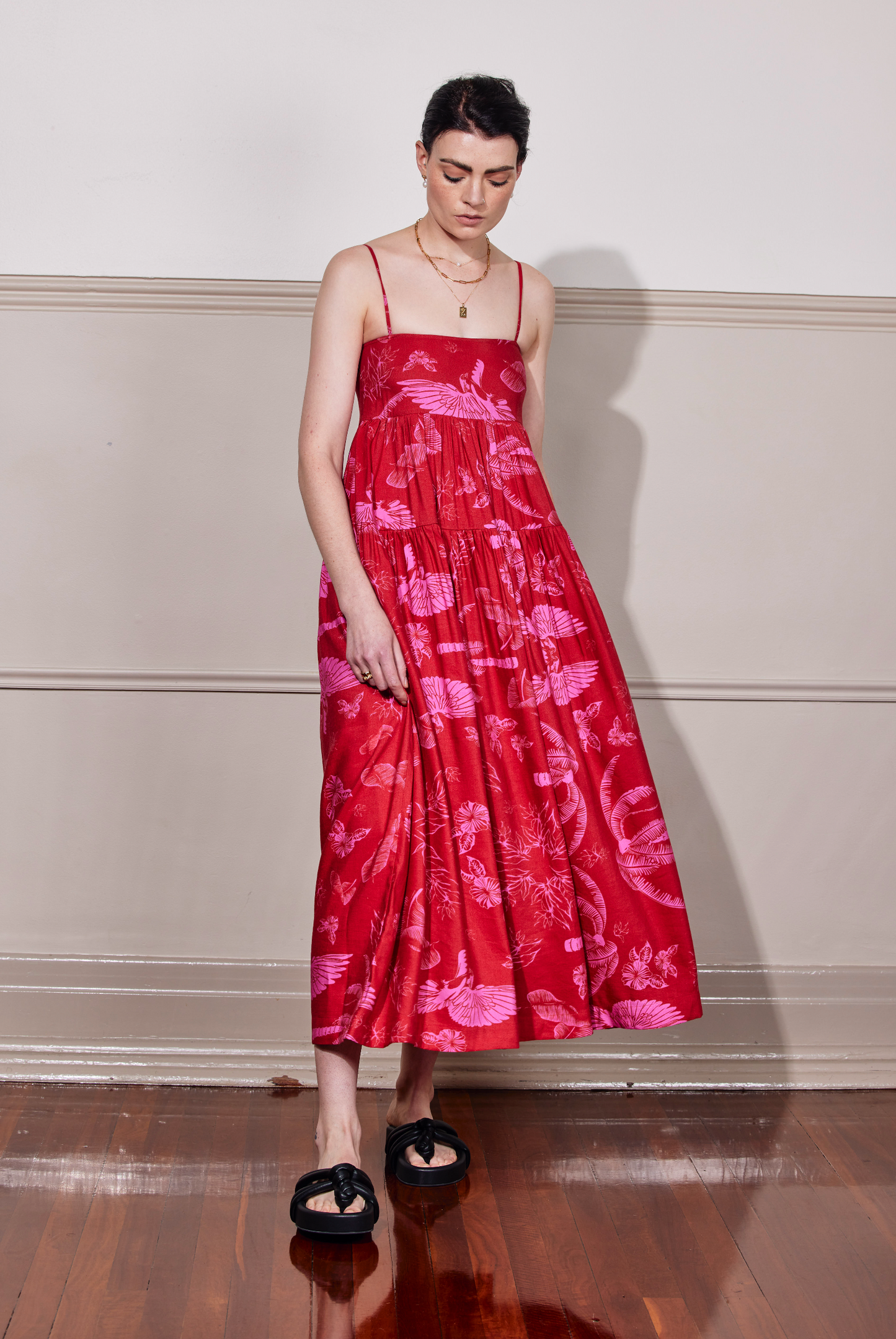 DANGEROUS HEARTS DRESS - PINK ISLE PRINT