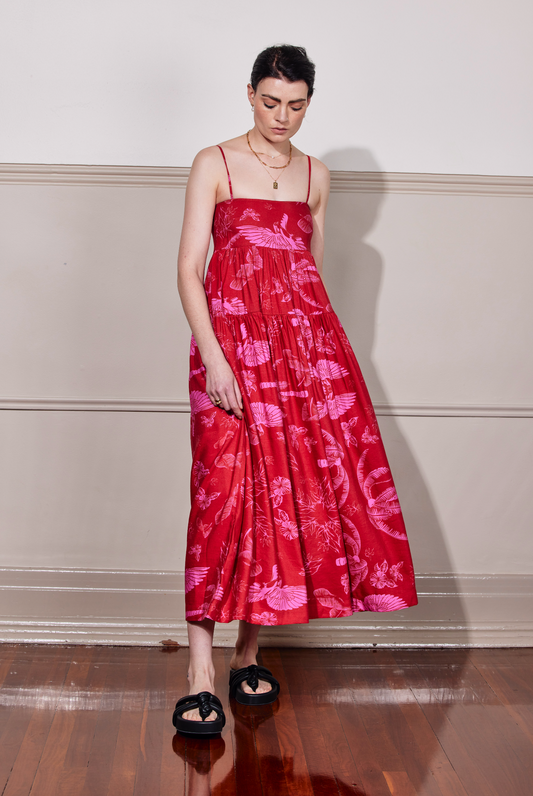 DANGEROUS HEARTS DRESS - PINK ISLE PRINT