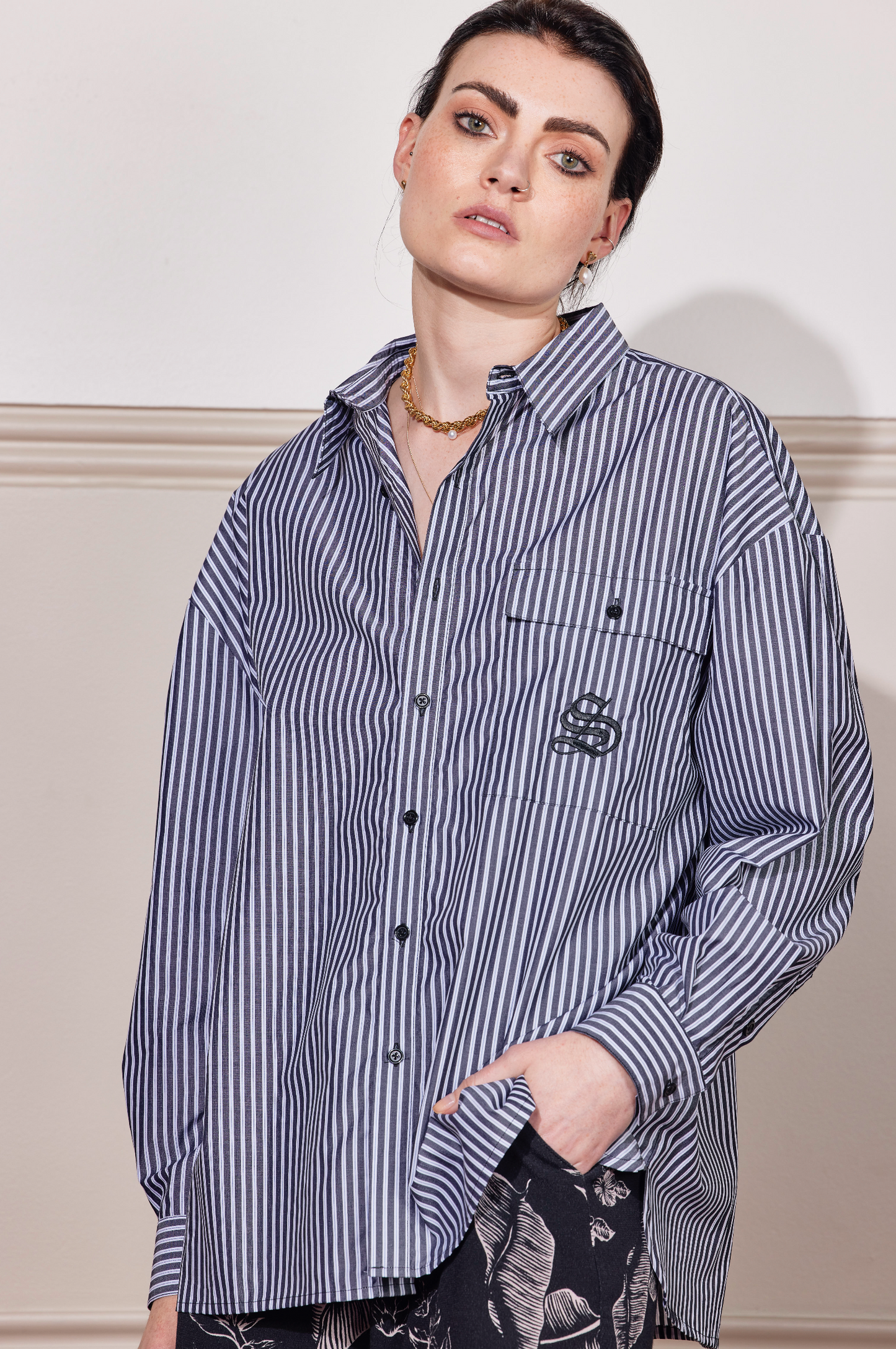 PALM PEOPLE SHIRT - BLACK STRIPE