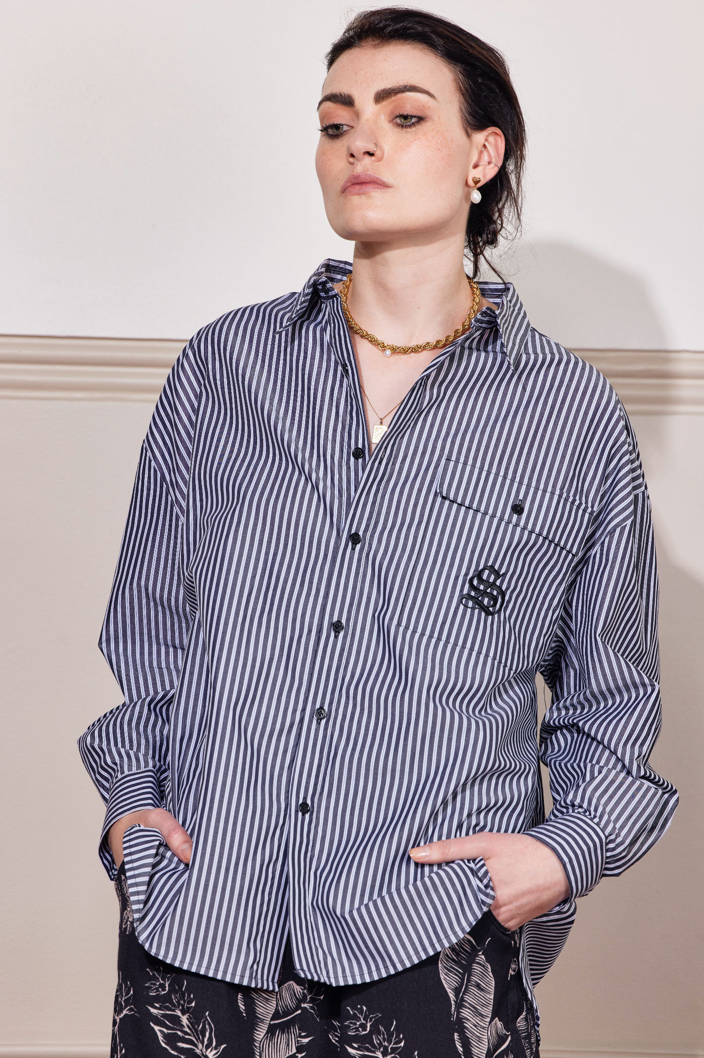 PALM PEOPLE SHIRT - BLACK STRIPE