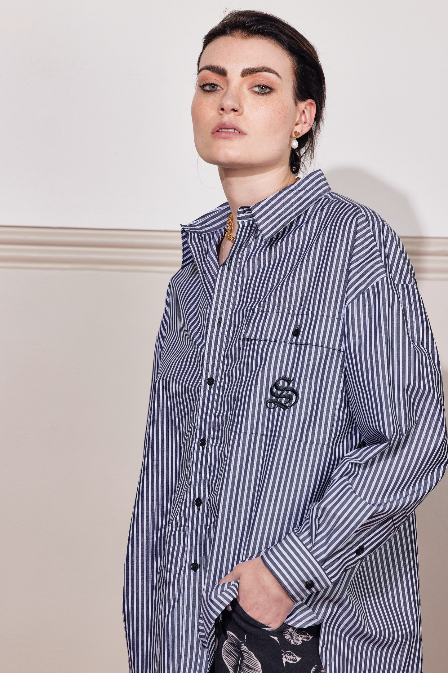 PALM PEOPLE SHIRT - BLACK STRIPE