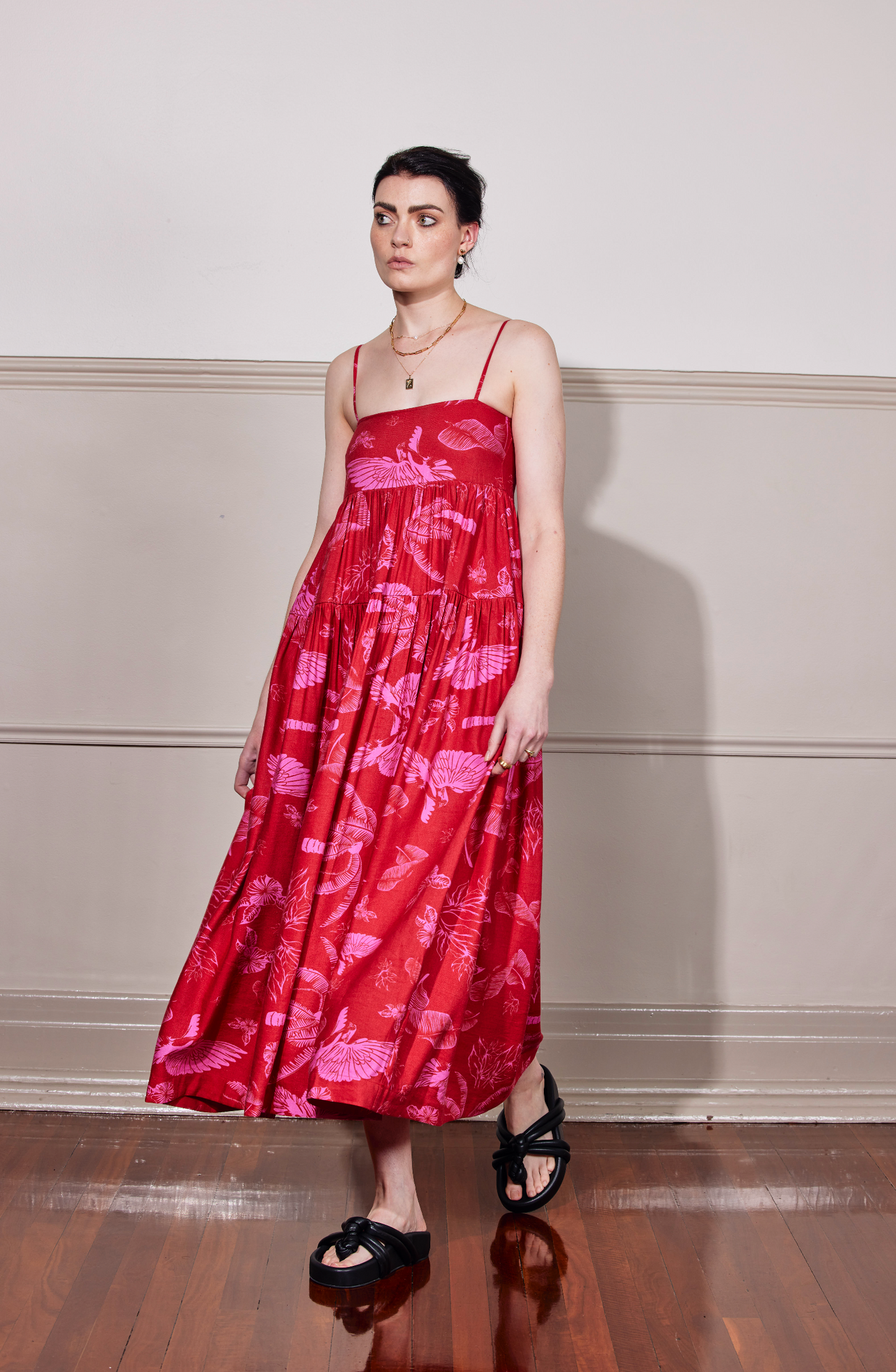 DANGEROUS HEARTS DRESS - PINK ISLE PRINT