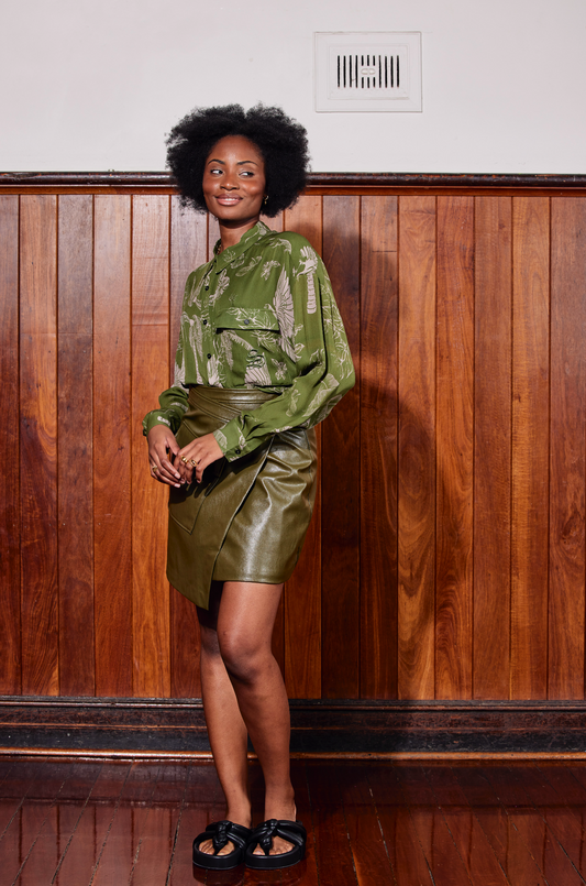 PALM PEOPLE SHIRT - EVER GREEN SILK