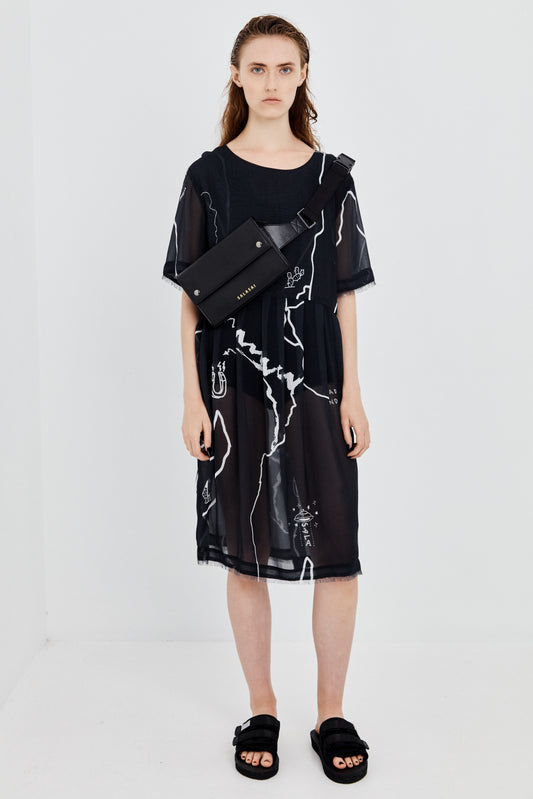 PAINTED PAST TIME DRESS, Black print