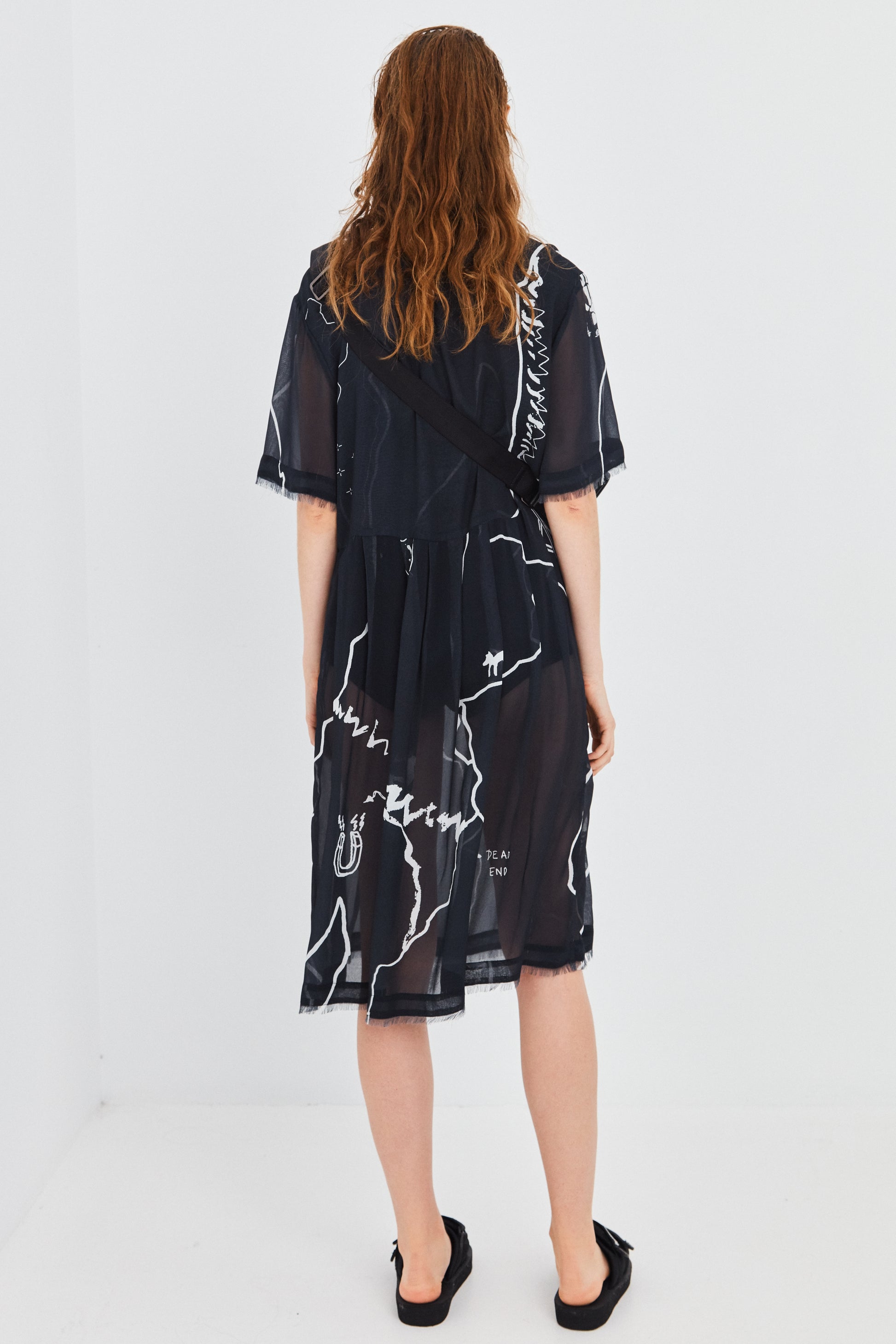 PAINTED PAST TIME DRESS, Black print