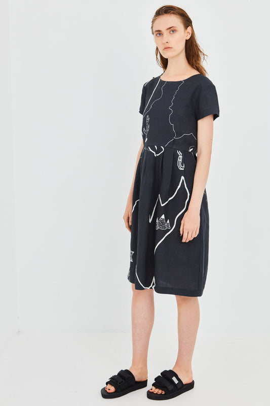SATORIAL DRESS, BLACK PRINT