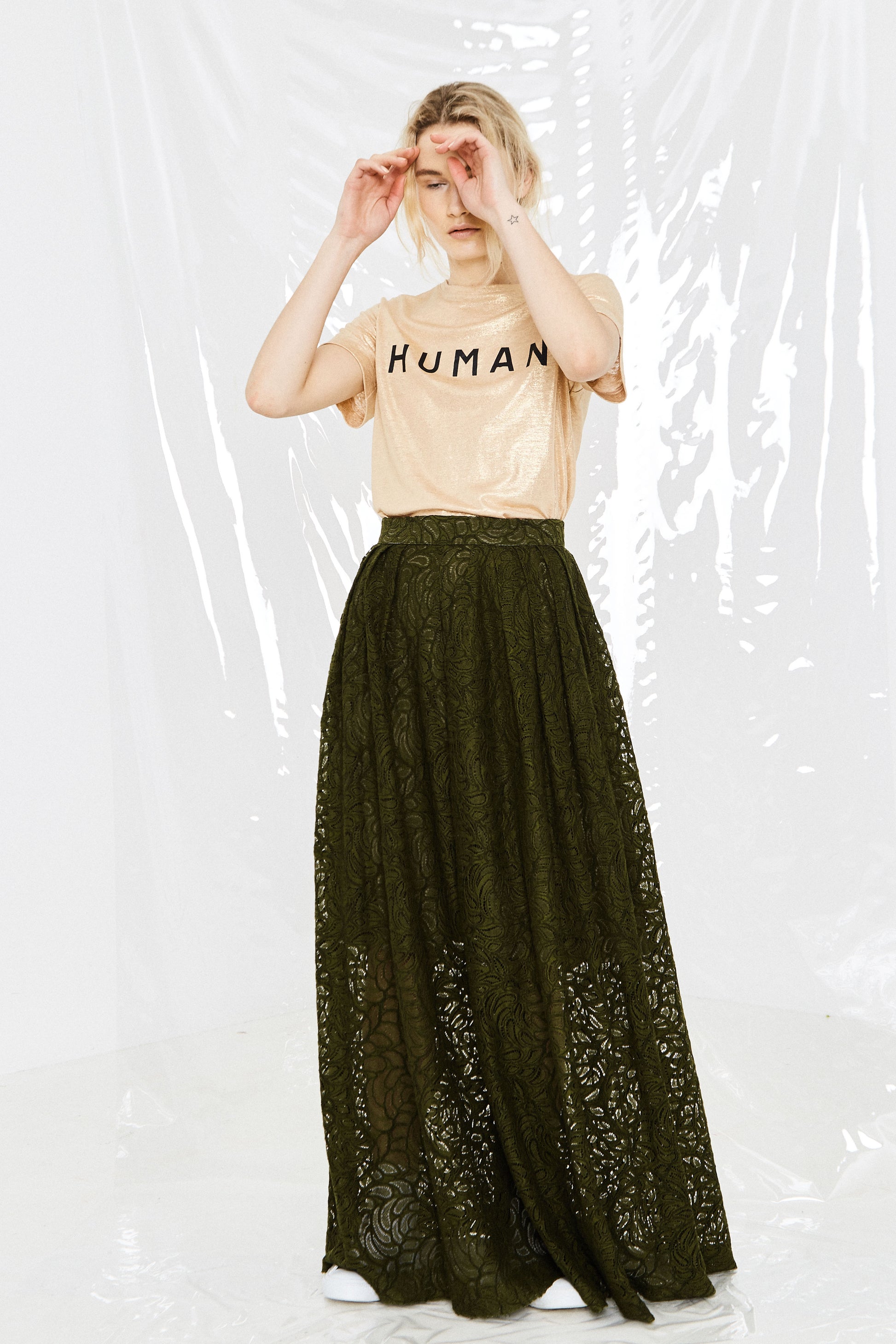 Human Bling Tee Gold