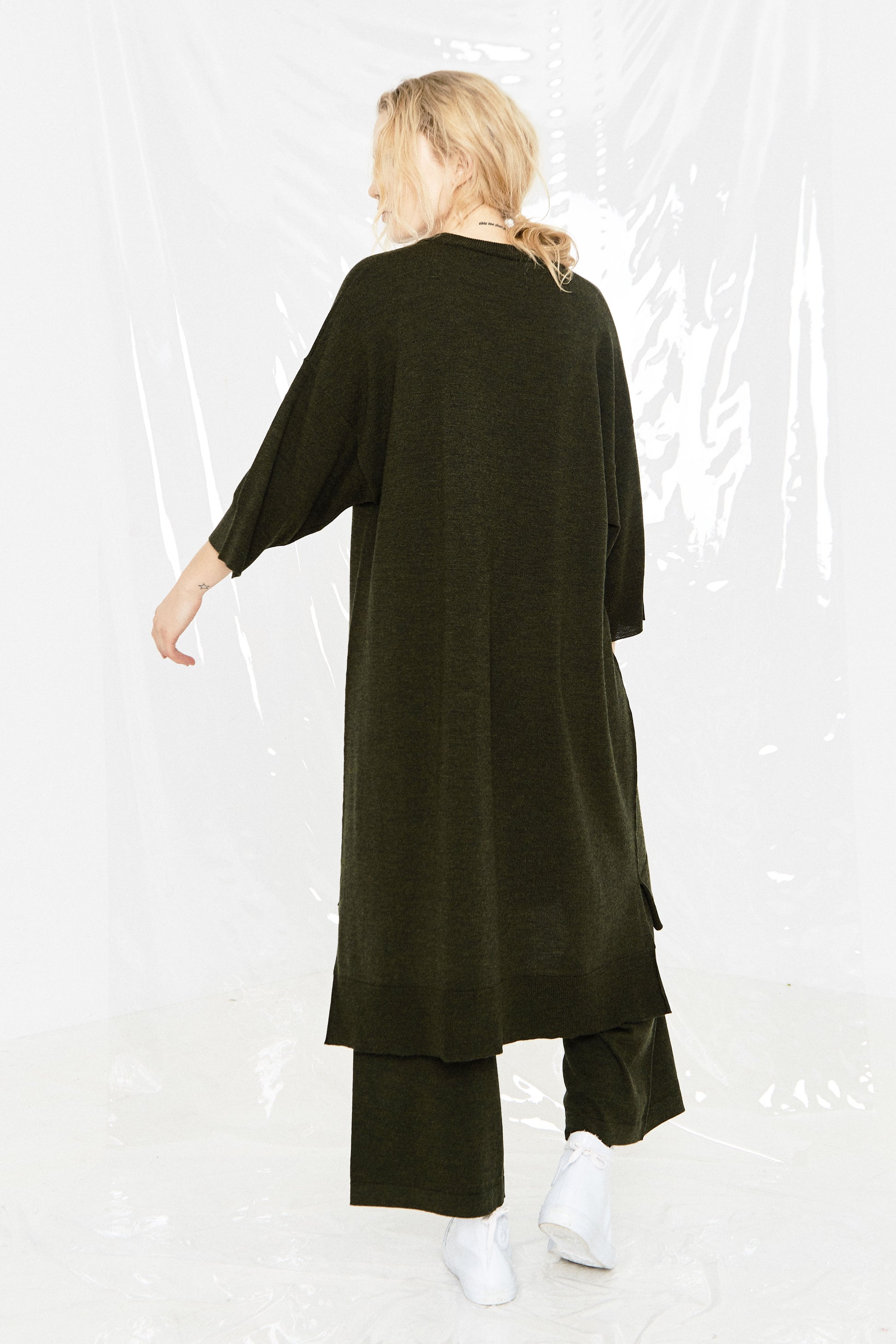 LEISURE KNIT T DRESS - KHAKI