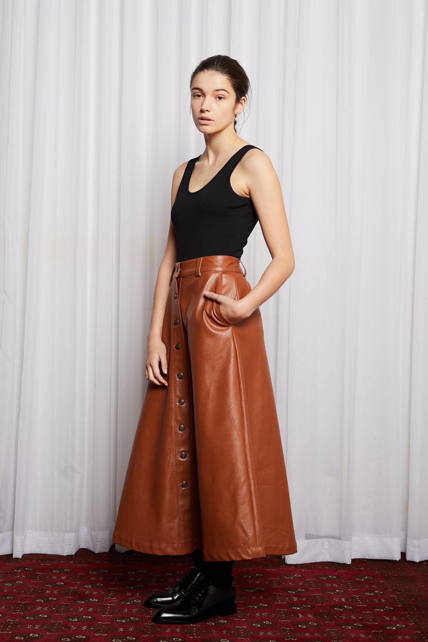 COLD TOWN SKIRT - TAN LEATHERETTE
