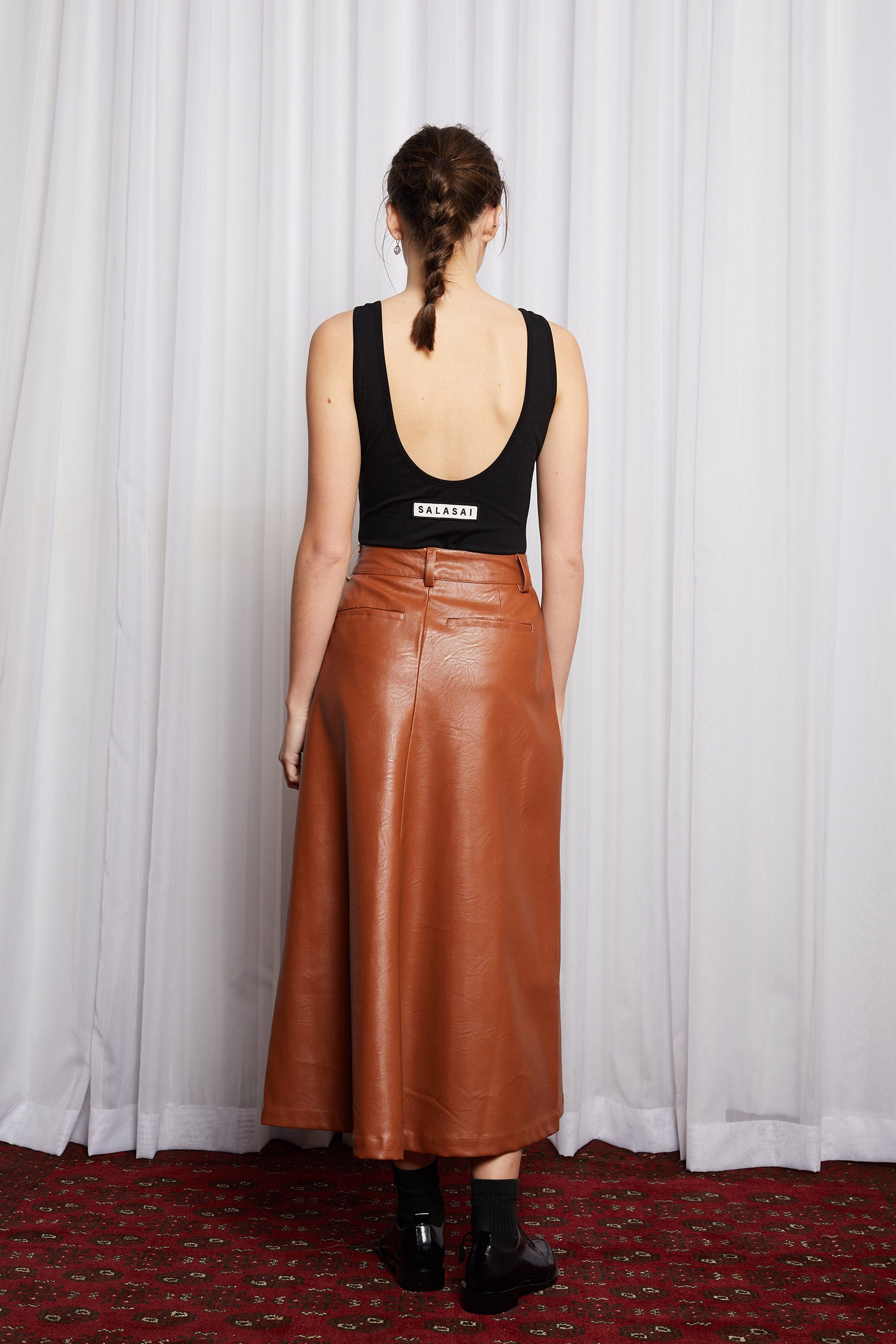 COLD TOWN SKIRT - TAN LEATHERETTE