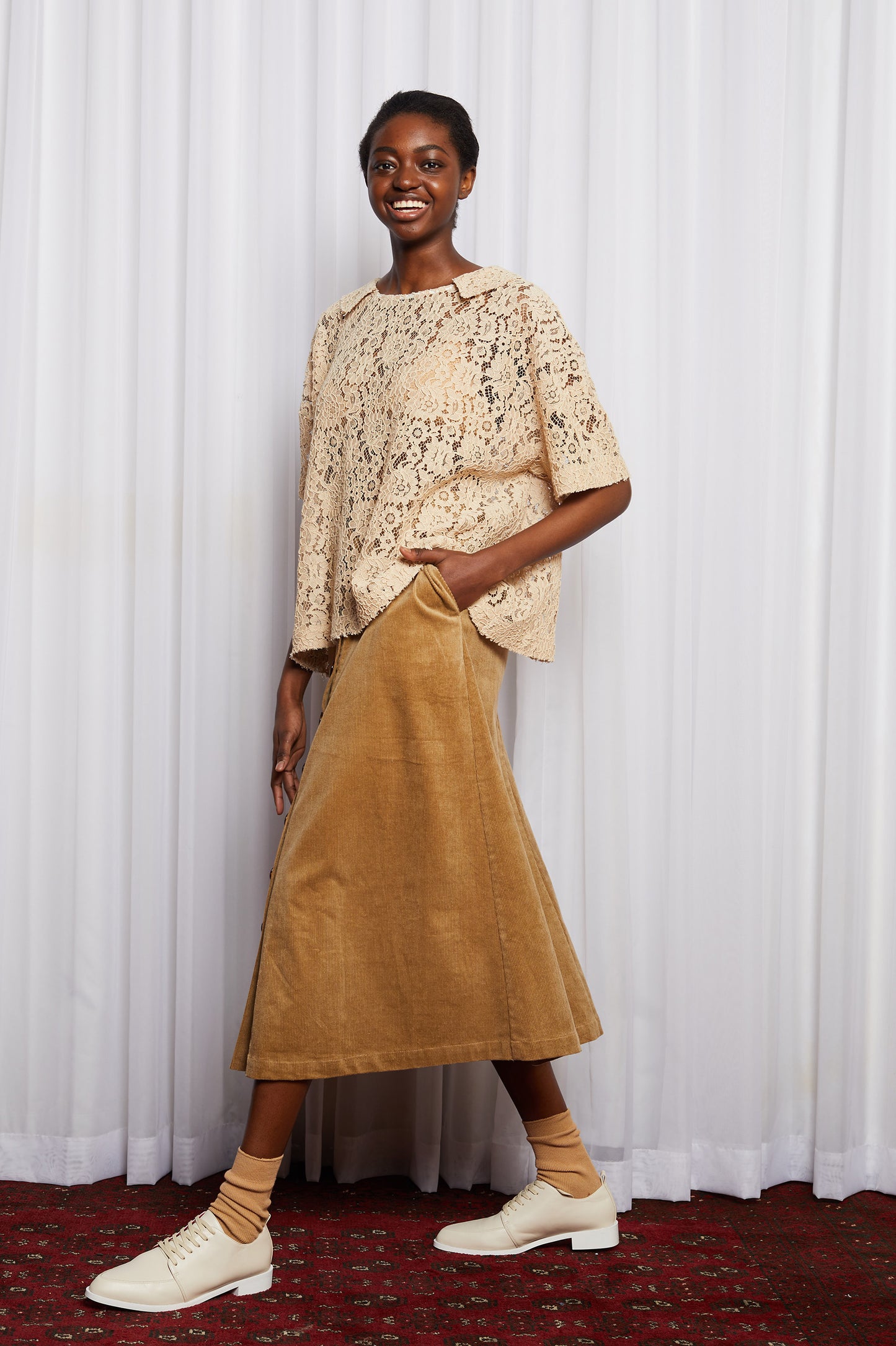 COLD TOWN SKIRT - BEIGE CORDUROY (SAMPLE)