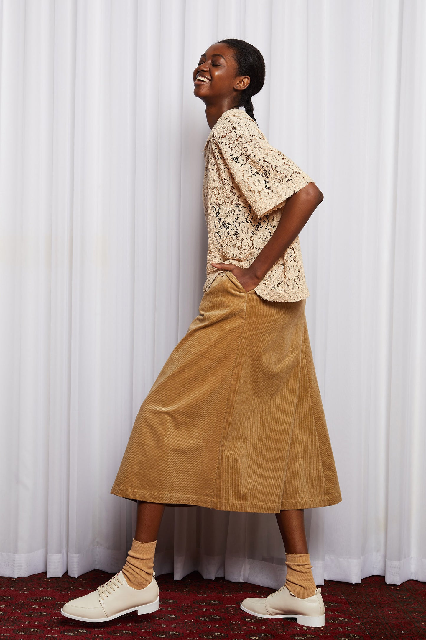 COLD TOWN SKIRT - BEIGE CORDUROY (SAMPLE)