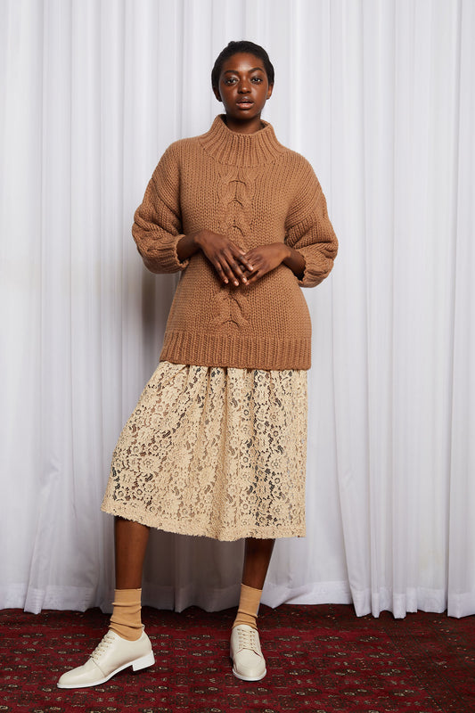 MULHOLLAND JUMPER - BROWN MERINO HAND KNIT