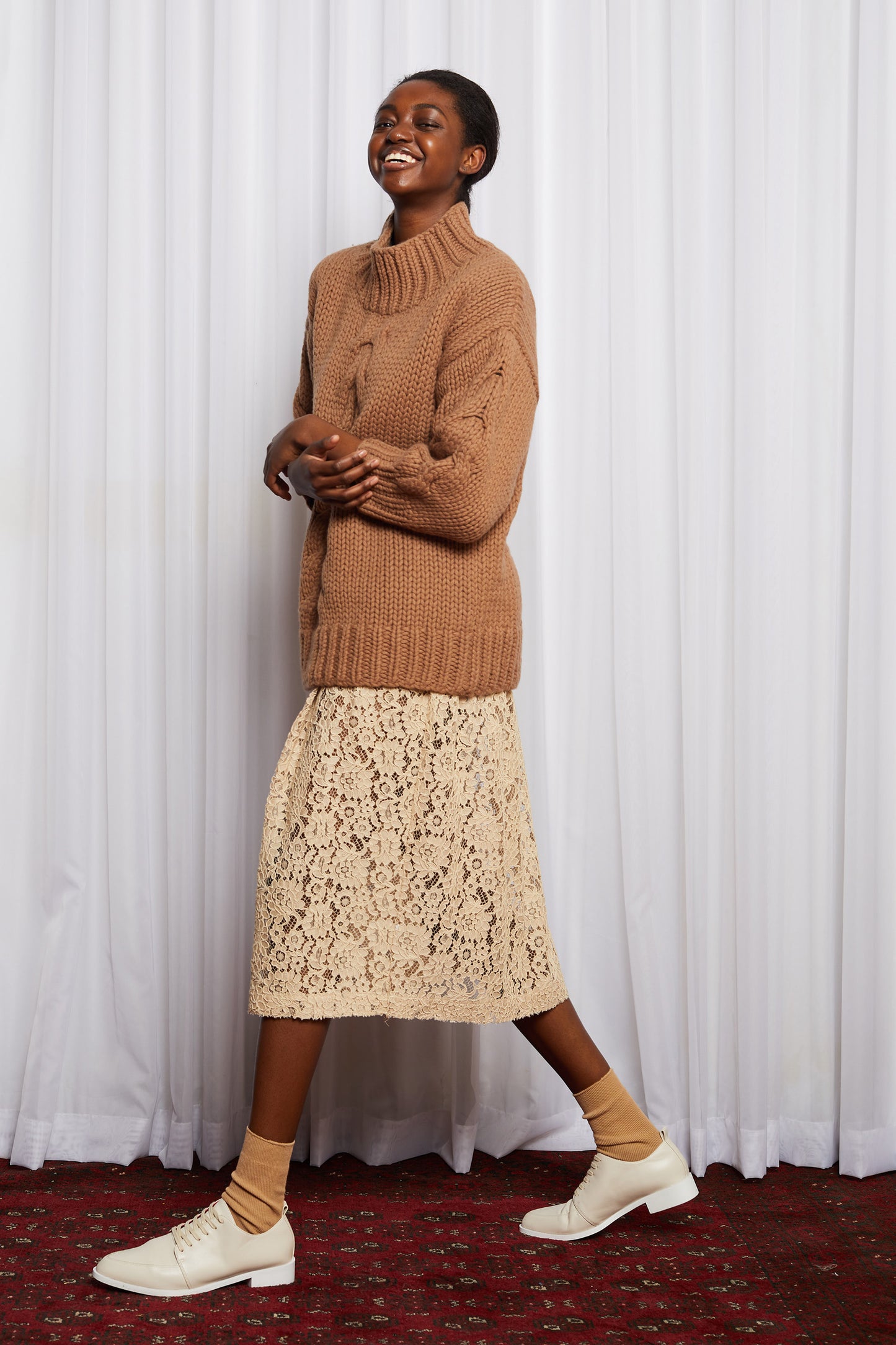 MULHOLLAND JUMPER - BROWN MERINO HAND KNIT