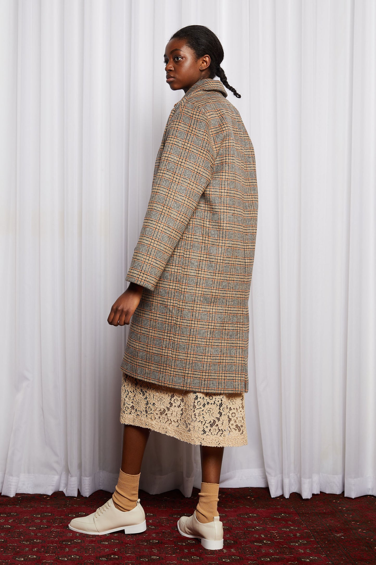 LYNCH COAT - WARM BROWN CHECK WOOL