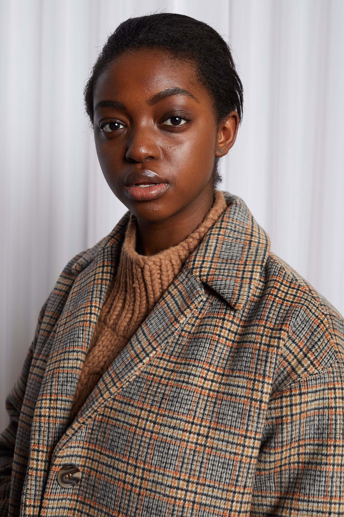 LYNCH COAT - WARM BROWN CHECK WOOL